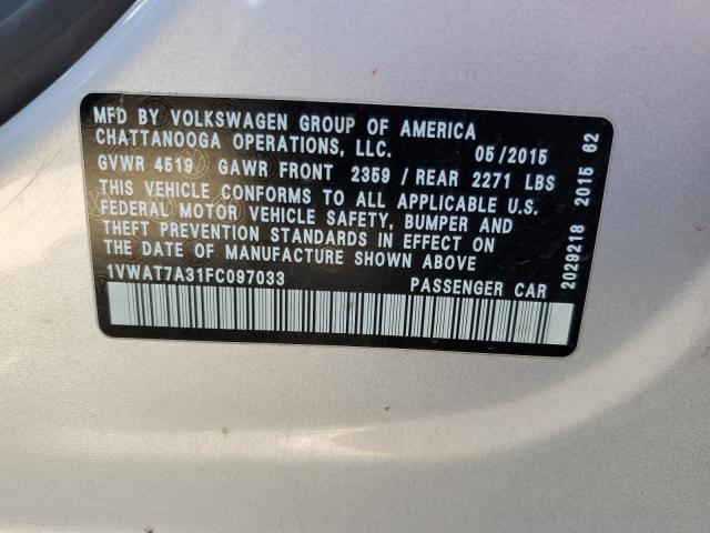 Photo 11 VIN: 1VWAT7A31FC097033 - VOLKSWAGEN PASSAT 