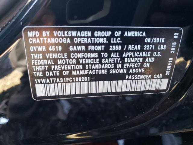 Photo 11 VIN: 1VWAT7A31FC106281 - VOLKSWAGEN PASSAT 