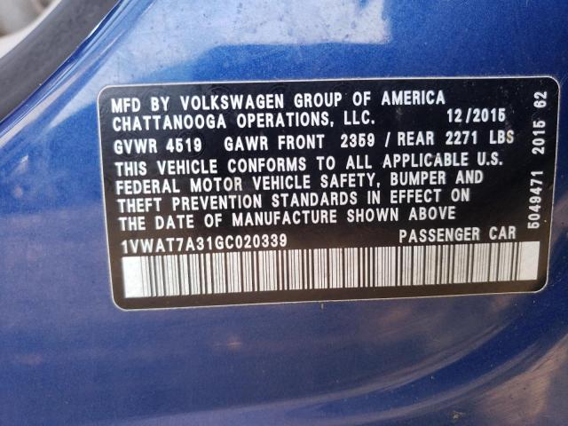 Photo 11 VIN: 1VWAT7A31GC020339 - VOLKSWAGEN PASSAT 