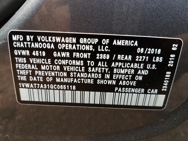 Photo 9 VIN: 1VWAT7A31GC065118 - VOLKSWAGEN PASSAT 