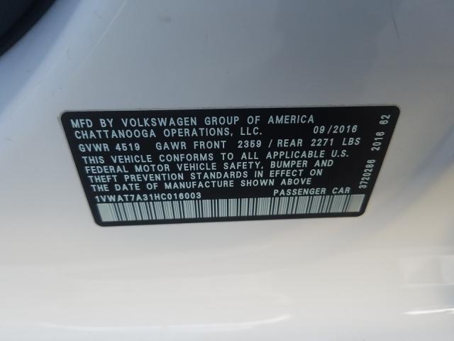 Photo 9 VIN: 1VWAT7A31HC016003 - VOLKSWAGEN PASSAT 