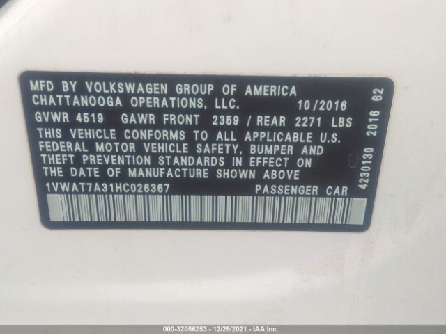 Photo 8 VIN: 1VWAT7A31HC026367 - VOLKSWAGEN PASSAT 