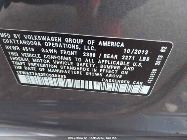 Photo 8 VIN: 1VWAT7A32EC039303 - VOLKSWAGEN PASSAT 