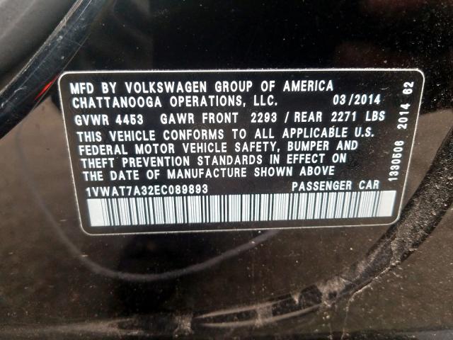 Photo 9 VIN: 1VWAT7A32EC089893 - VOLKSWAGEN PASSAT 