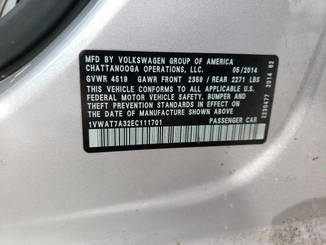 Photo 9 VIN: 1VWAT7A32EC111701 - VOLKSWAGEN PASSAT 