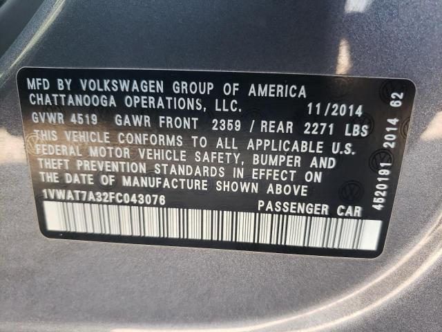 Photo 11 VIN: 1VWAT7A32FC043076 - VOLKSWAGEN PASSAT 