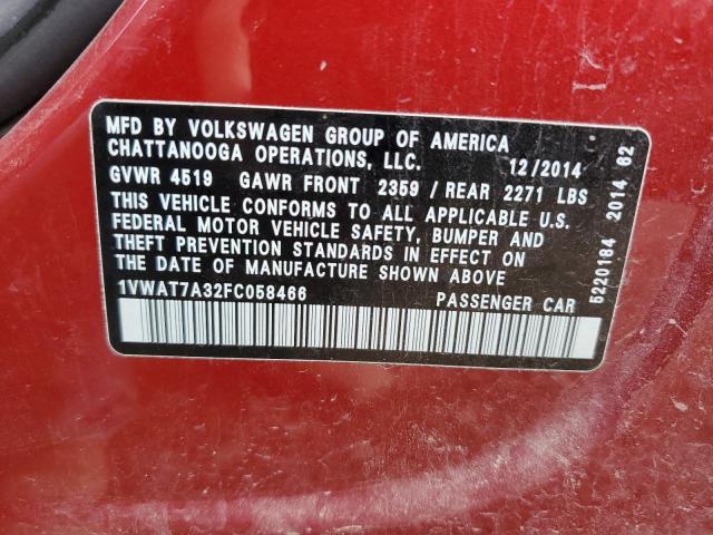 Photo 11 VIN: 1VWAT7A32FC058466 - VOLKSWAGEN PASSAT 