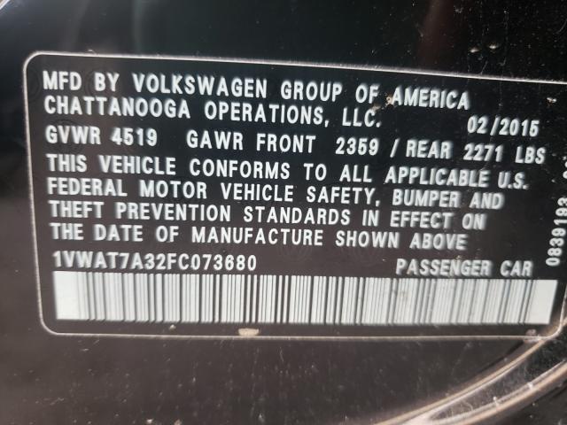 Photo 9 VIN: 1VWAT7A32FC073680 - VOLKSWAGEN PASSAT 