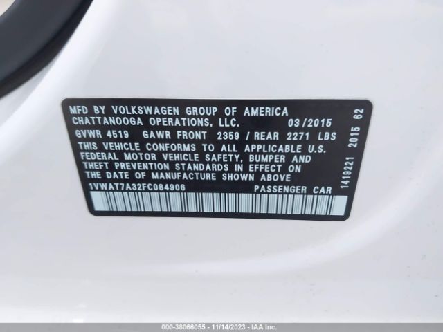 Photo 8 VIN: 1VWAT7A32FC084906 - VOLKSWAGEN PASSAT 