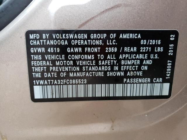 Photo 11 VIN: 1VWAT7A32FC085523 - VOLKSWAGEN PASSAT S 