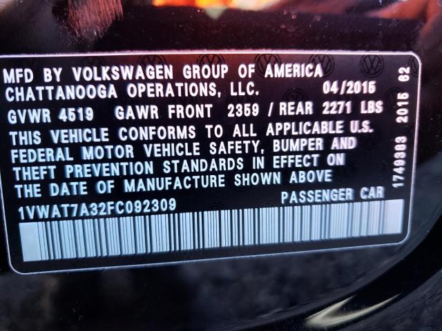 Photo 11 VIN: 1VWAT7A32FC092309 - VOLKSWAGEN PASSAT 