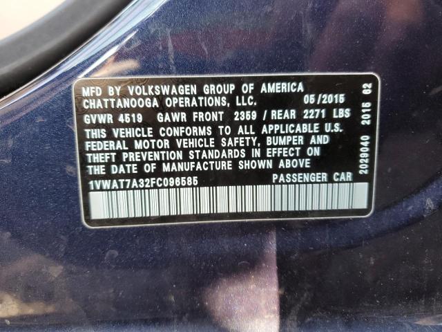 Photo 11 VIN: 1VWAT7A32FC096585 - VOLKSWAGEN PASSAT 