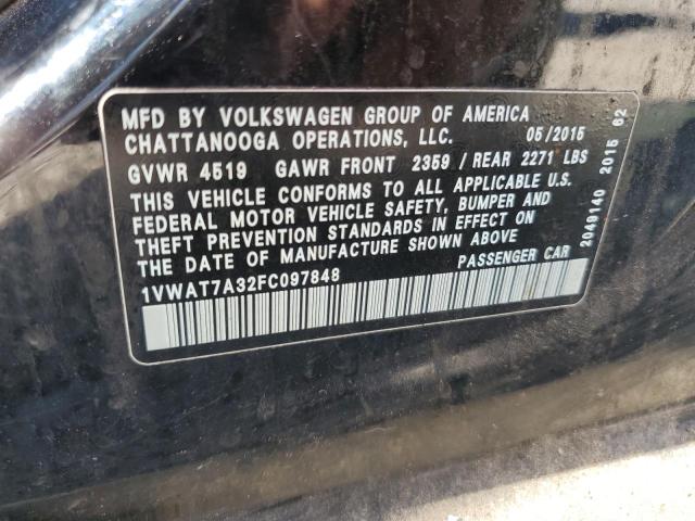 Photo 9 VIN: 1VWAT7A32FC097848 - VOLKSWAGEN PASSAT 