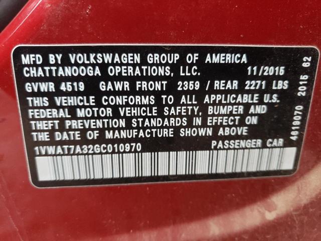 Photo 11 VIN: 1VWAT7A32GC010970 - VOLKSWAGEN PASSAT S 