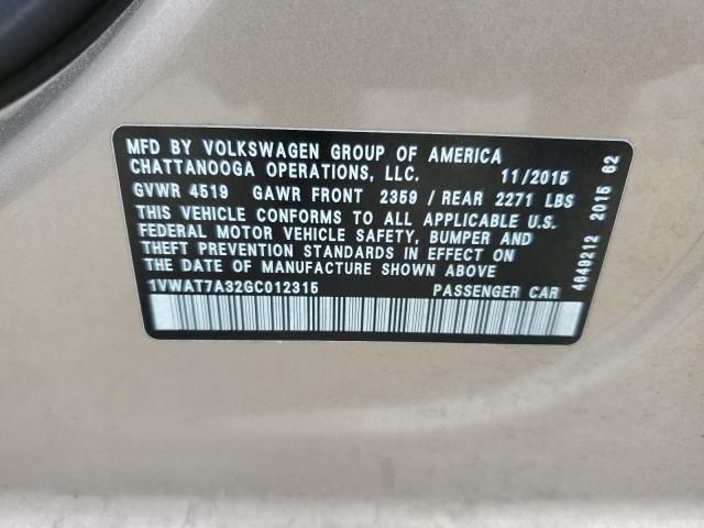 Photo 11 VIN: 1VWAT7A32GC012315 - VOLKSWAGEN PASSAT S 