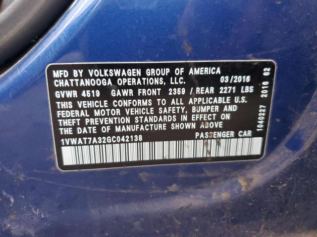 Photo 11 VIN: 1VWAT7A32GC042138 - VOLKSWAGEN PASSAT S 