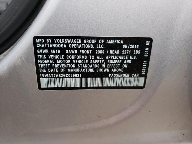 Photo 9 VIN: 1VWAT7A32GC059621 - VOLKSWAGEN PASSAT 