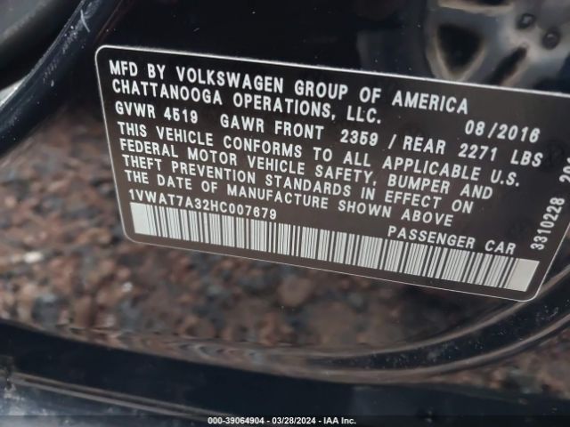 Photo 8 VIN: 1VWAT7A32HC007679 - VOLKSWAGEN PASSAT 