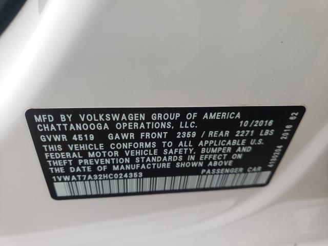 Photo 9 VIN: 1VWAT7A32HC024353 - VOLKSWAGEN PASSAT 