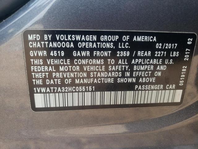 Photo 9 VIN: 1VWAT7A32HC055151 - VOLKSWAGEN PASSAT 