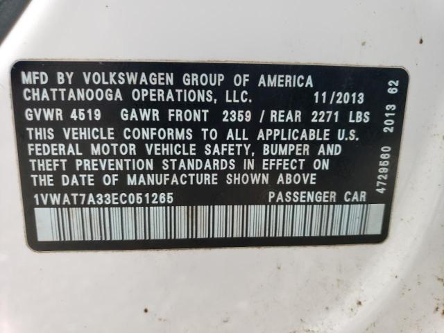 Photo 11 VIN: 1VWAT7A33EC051265 - VOLKSWAGEN PASSAT 