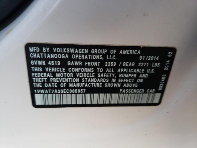 Photo 11 VIN: 1VWAT7A33EC065957 - VOLKSWAGEN PASSAT 