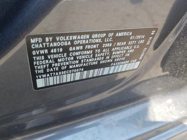 Photo 9 VIN: 1VWAT7A33EC070074 - VOLKSWAGEN PASSAT 