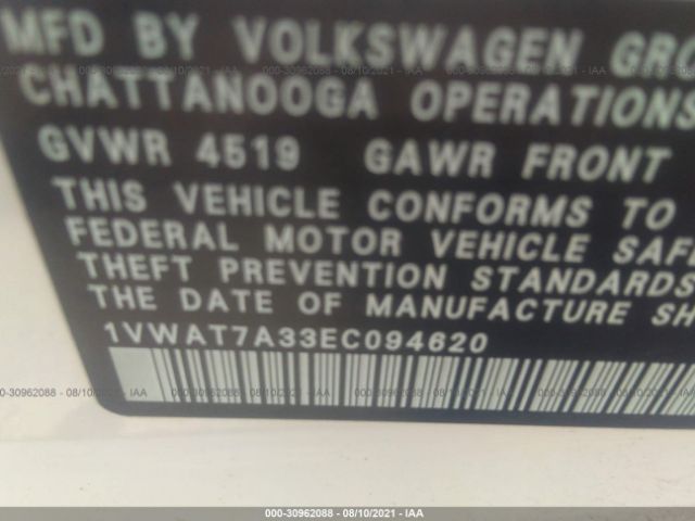 Photo 8 VIN: 1VWAT7A33EC094620 - VOLKSWAGEN PASSAT 