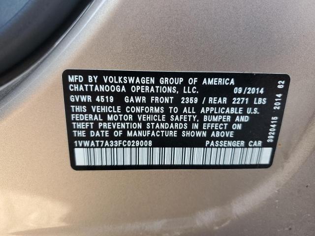 Photo 11 VIN: 1VWAT7A33FC029008 - VOLKSWAGEN PASSAT S 