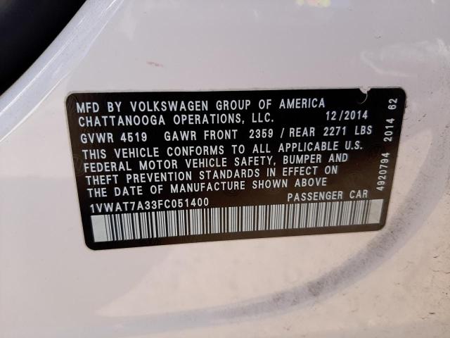 Photo 9 VIN: 1VWAT7A33FC051400 - VOLKSWAGEN PASSAT 