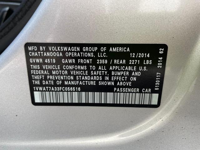 Photo 9 VIN: 1VWAT7A33FC056516 - VOLKSWAGEN PASSAT 