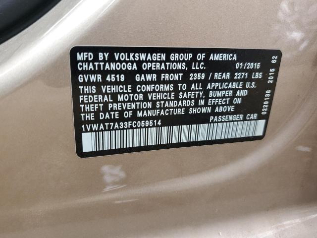 Photo 11 VIN: 1VWAT7A33FC059514 - VOLKSWAGEN PASSAT 