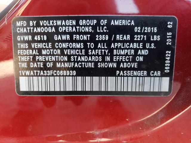 Photo 12 VIN: 1VWAT7A33FC068939 - VOLKSWAGEN PASSAT 