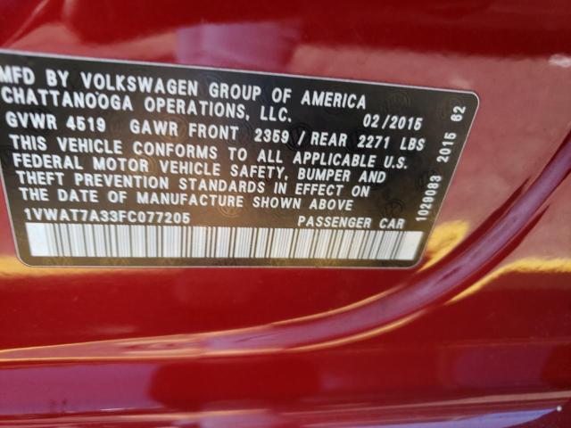 Photo 11 VIN: 1VWAT7A33FC077205 - VOLKSWAGEN PASSAT 