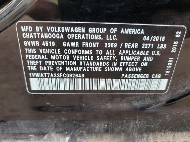 Photo 12 VIN: 1VWAT7A33FC092643 - VOLKSWAGEN PASSAT 