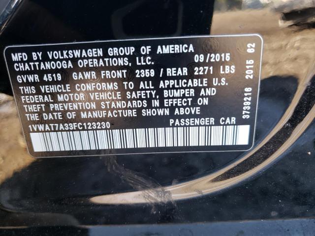 Photo 12 VIN: 1VWAT7A33FC123230 - VOLKSWAGEN PASSAT 