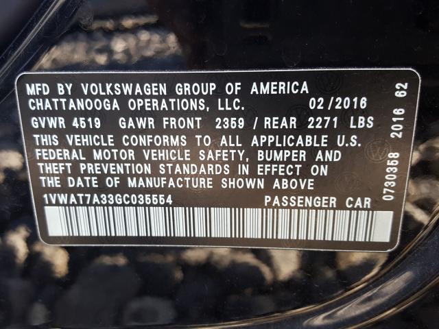 Photo 9 VIN: 1VWAT7A33GC035554 - VOLKSWAGEN PASSAT 