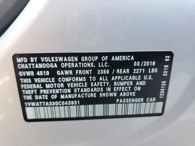 Photo 11 VIN: 1VWAT7A33GC043931 - VOLKSWAGEN PASSAT 