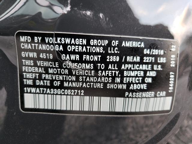 Photo 9 VIN: 1VWAT7A33GC052712 - VOLKSWAGEN PASSAT 