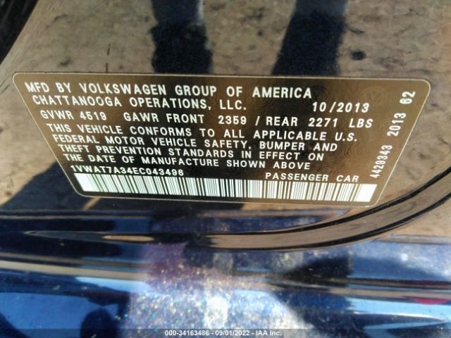 Photo 8 VIN: 1VWAT7A34EC043496 - VOLKSWAGEN PASSAT 