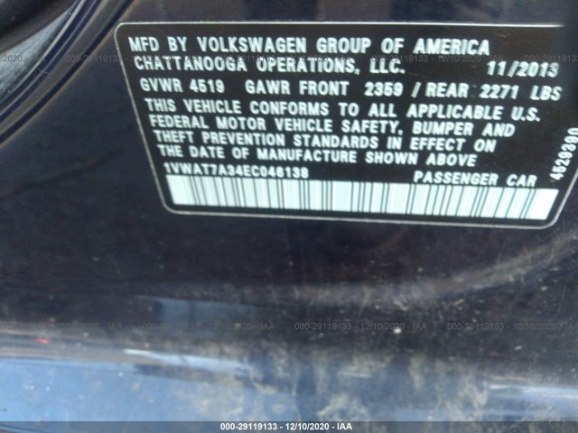 Photo 8 VIN: 1VWAT7A34EC046138 - VOLKSWAGEN PASSAT 