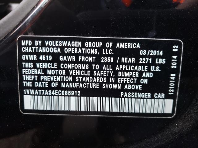 Photo 9 VIN: 1VWAT7A34EC085912 - VOLKSWAGEN PASSAT S 