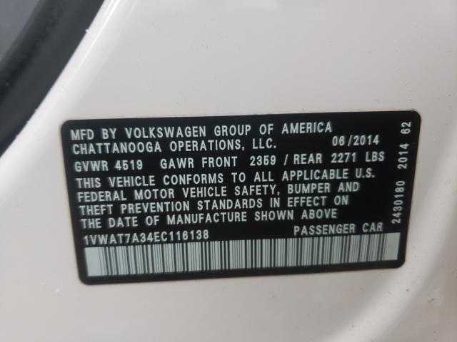 Photo 9 VIN: 1VWAT7A34EC116138 - VOLKSWAGEN PASSAT 