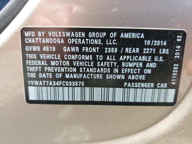 Photo 11 VIN: 1VWAT7A34FC033570 - VOLKSWAGEN PASSAT 