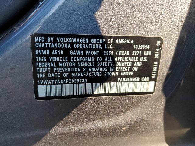 Photo 11 VIN: 1VWAT7A34FC039739 - VOLKSWAGEN PASSAT 