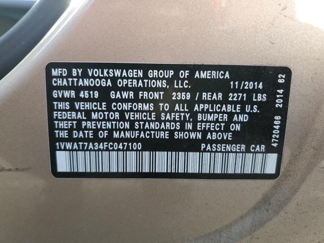 Photo 11 VIN: 1VWAT7A34FC047100 - VOLKSWAGEN PASSAT 