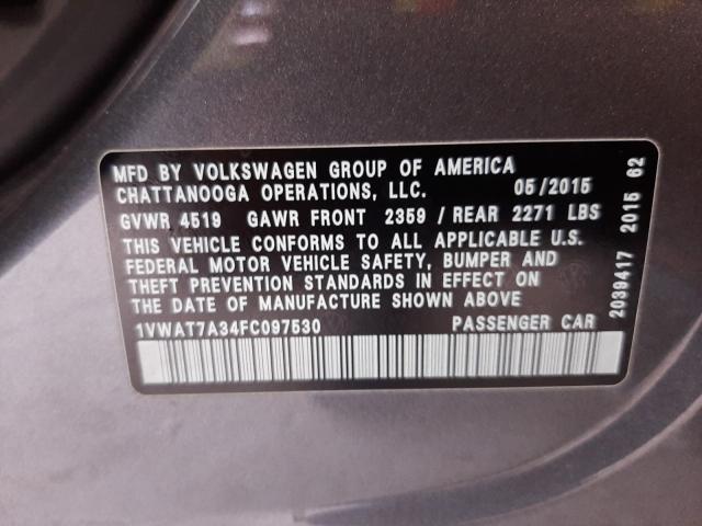 Photo 9 VIN: 1VWAT7A34FC097530 - VOLKSWAGEN PASSAT 