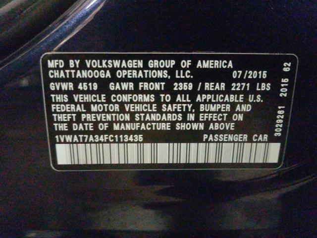 Photo 9 VIN: 1VWAT7A34FC113435 - VOLKSWAGEN PASSAT 