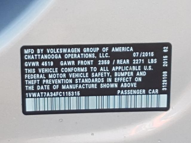 Photo 9 VIN: 1VWAT7A34FC115315 - VOLKSWAGEN PASSAT 