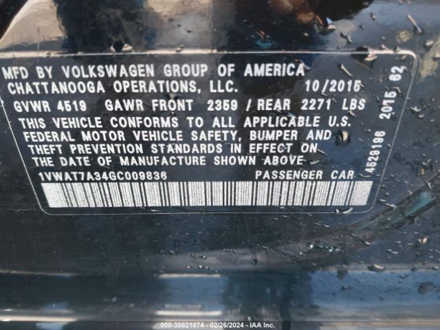 Photo 8 VIN: 1VWAT7A34GC009836 - VOLKSWAGEN PASSAT 